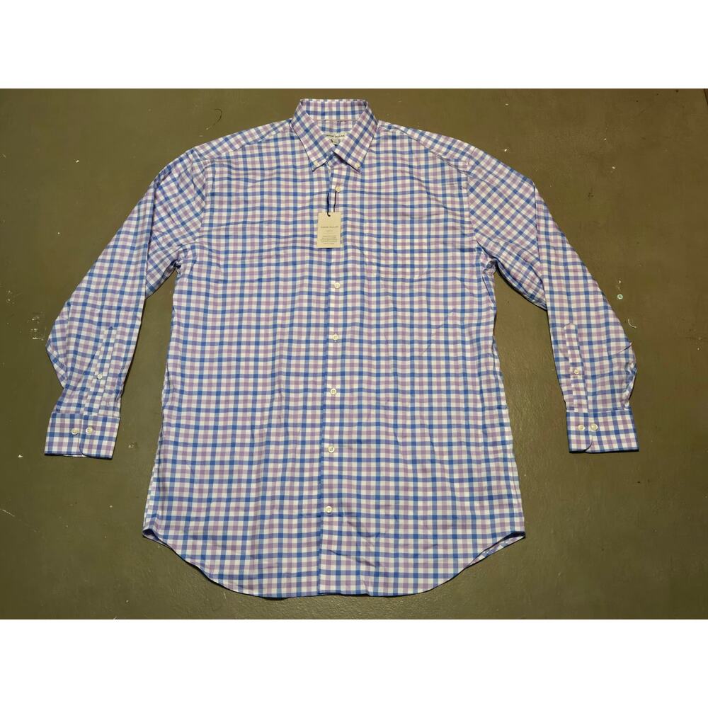 NWT Peter Millar Crown Lite Plaid Long Sleeve Button Up Sport Shirt Size Large T